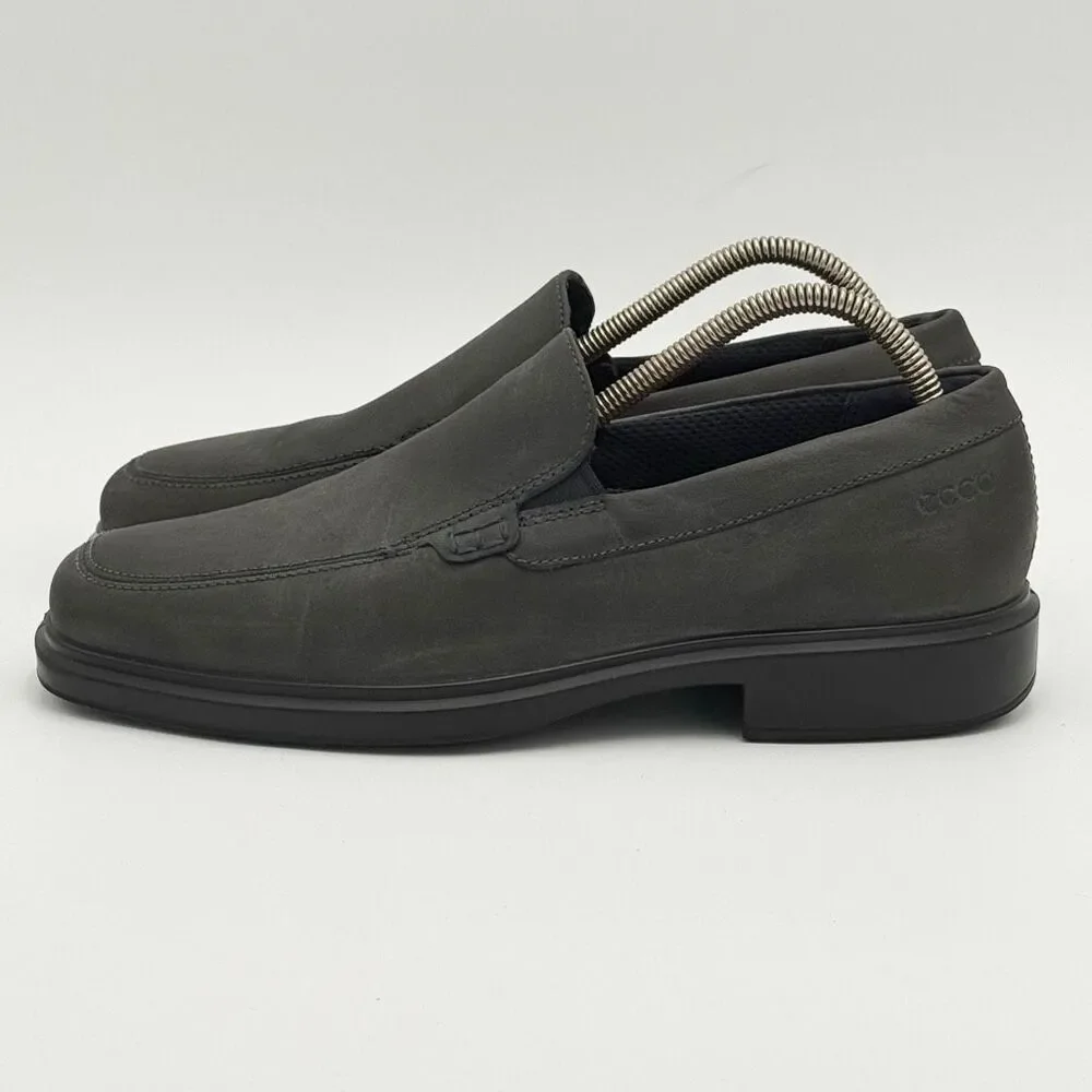 Ecco Helsinki II Matte Gray Leather Slip On Loafers - EU 42 / US Men 8-8.5